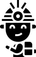 A black and white icon of a man with a backpack vector