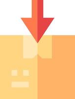 An orange box with a red arrow pointing down vector