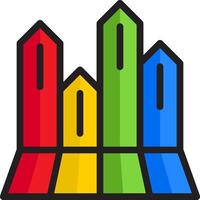 A colorful city skyline with buildings in different colors vector