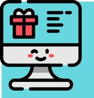 A computer with a present box on it vector