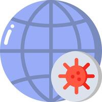 A globe with a red sun and a virus icon vector