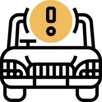 A car with a yellow exclamation mark on it vector