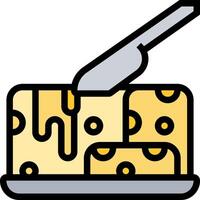 Cheese icon with a knife and fork vector