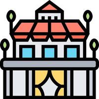 A building with a roof and windows vector