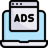 Ads on a laptop computer icon vector