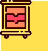 A yellow cabinet with a pink drawer inside vector