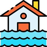 An icon of a house in water with a roof vector