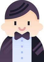 A cartoon man in a tuxedo with a bow tie vector