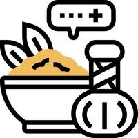 A bowl of food with a speech bubble next to it vector