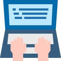 A person typing on a laptop computer vector