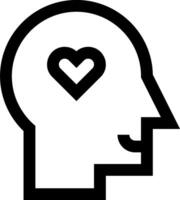 A black and white logo of a head with a heart in it vector