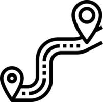 A black and white line icon of a road vector