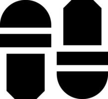 A black and white image of two pill shapes vector