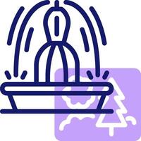 A blue icon of a fountain with a tree in the background vector