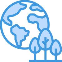 A blue and white earth with trees around it vector