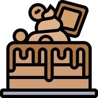 Cake icon with chocolate icing and a chocolate bar vector
