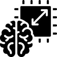 A black and white image of a brain and a computer vector