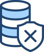 A blue and white icon with a shield and a data file vector