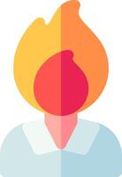 A person with a fire head and a yellow and orange flame vector