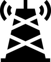 A black and white icon of a tower with a radio antenna vector