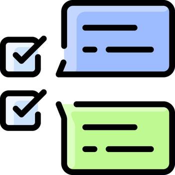 Two chat boxes with check marks on them vector