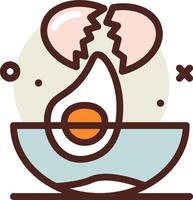 An egg is broken in a bowl with a broken shell vector