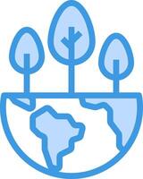 A blue and white earth with trees on it vector