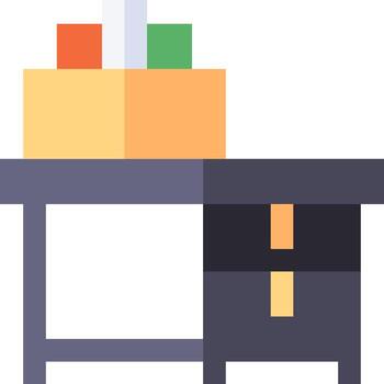 A desk with a box on top and a file on the bottom vector