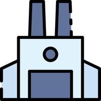 A factory building icon with two chimneys vector