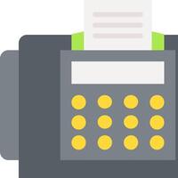 A calculator and a paper document are on top of a printer vector