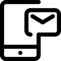 A black and white image of a phone with an envelope vector