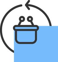 A blue and black icon of a bucket with a handle vector