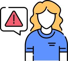 A woman with a red warning sign and a speech bubble vector