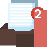 Two documents are in a folder with a red button vector