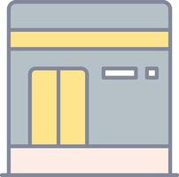 A building with a yellow door and a yellow window vector
