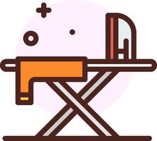 Ironing board with iron and ironing cloth vector