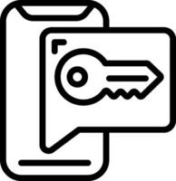 A black and white image of a key and a phone vector
