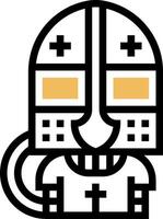 A cartoon character wearing a helmet and holding a cross vector