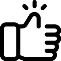 A thumbs up icon with a light shining on it vector