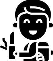 A black and white icon of a man with a knife vector