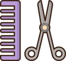 Scissors and comb icon on white background vector
