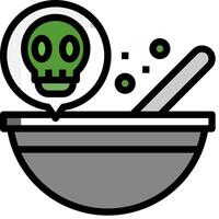 A bowl with a skull and a spoon in it vector