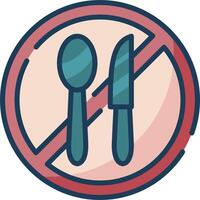 No cutlery sign with fork and spoon in red circle vector