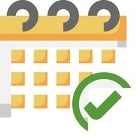 A calendar with a tick and a green check mark vector