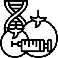 A black and white image of a dna and a syringe vector
