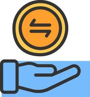 A hand holding a coin and a sign that says give vector