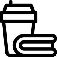 A black and white image of a cup and a roll of paper vector