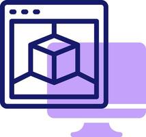 A computer screen with a cube on it vector