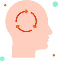 A person's head with a circular arrow pointing to the right vector