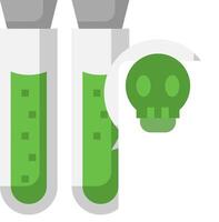 Two green test tubes with a skull on top vector